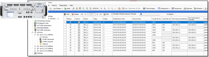 Spirent TestCenter制御GUI（Stream Block）