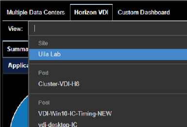 Uila v4.0 Horizon VDI ダッシュボード