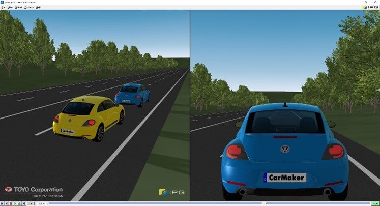 図1：「CarMaker」で模擬する前方衝突場面