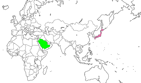 図１：サウジアラビアの位置｜自動車計測ポータルサイト｜東陽テクニカ